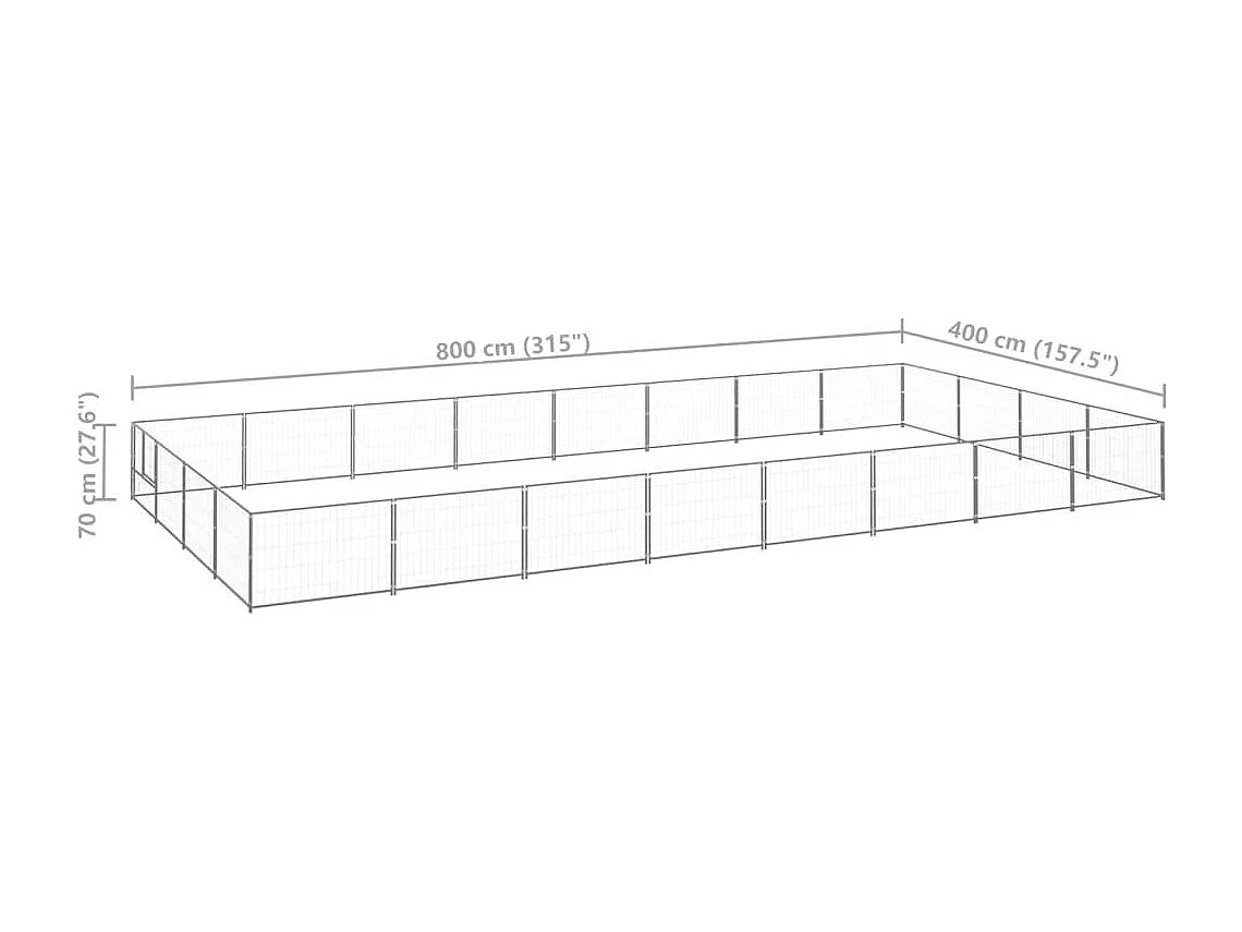 Canil externo para animais gaiola recinto parque cães prata 32 m² aço 02_0000269
