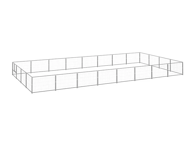 Jaula para perrera exterior, parque para mascotas, perro, plata, 32 m², acero 02_0000269