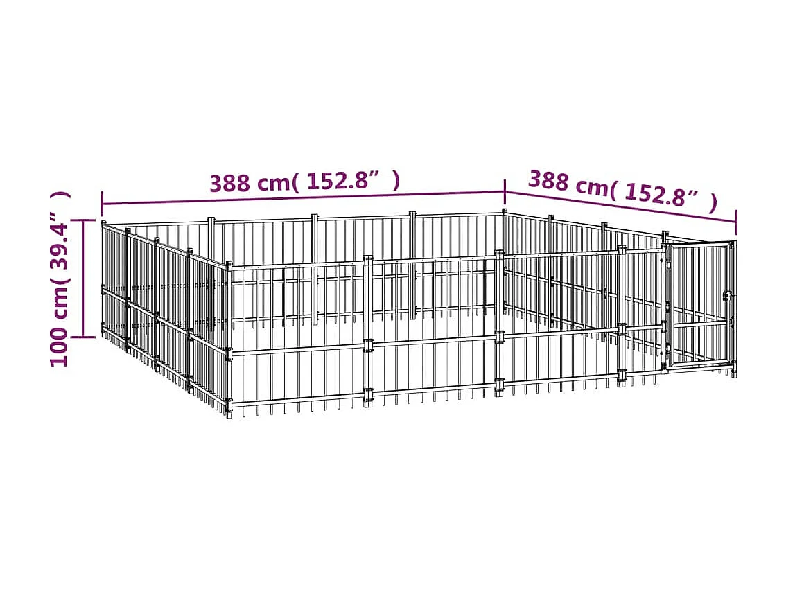 Chenil cage enclos pac noire 388 x 388 x 100 cm 02_0041798