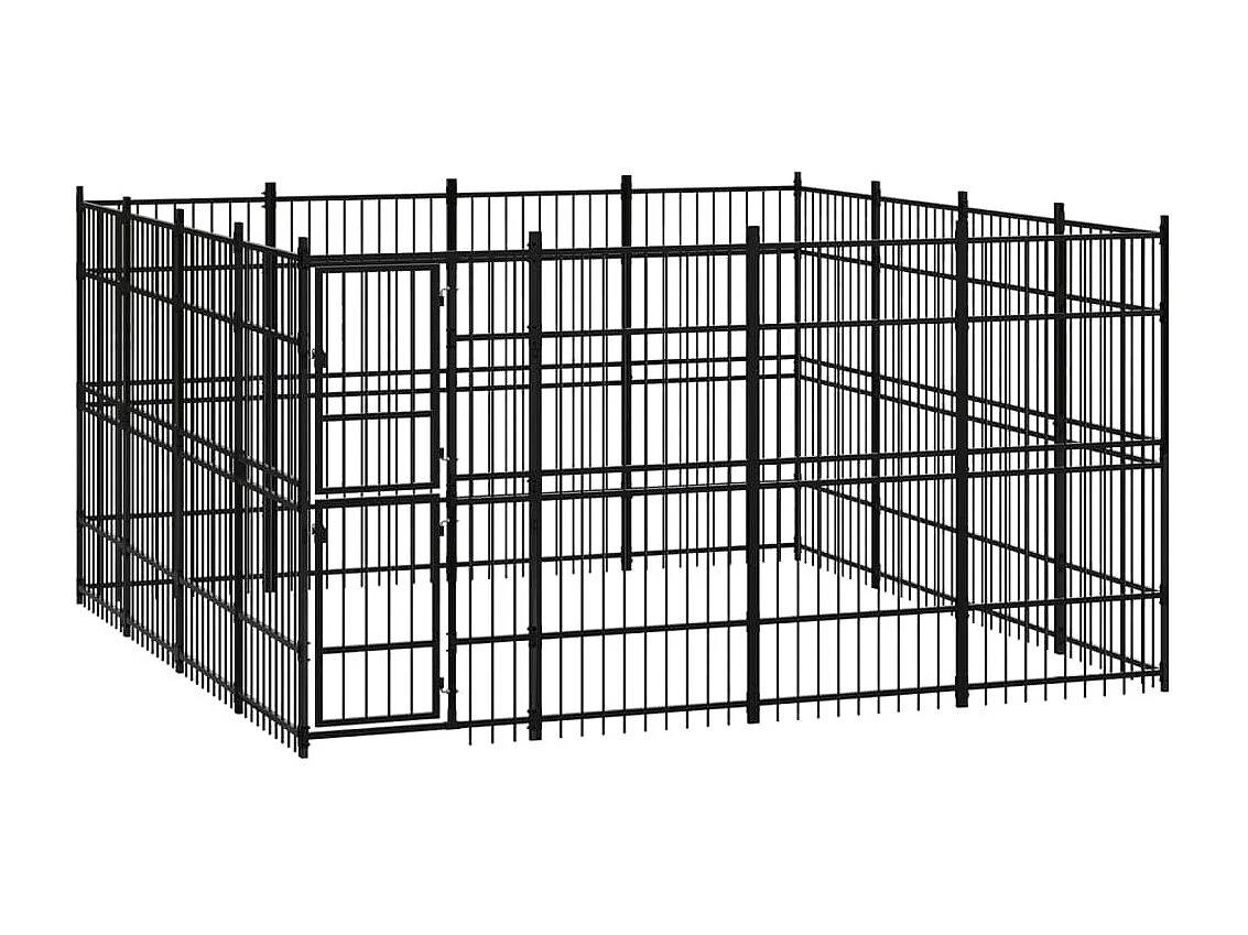 Jaula para perrera exterior animal pac para perros acero 14,75 m² negro 02_0041793