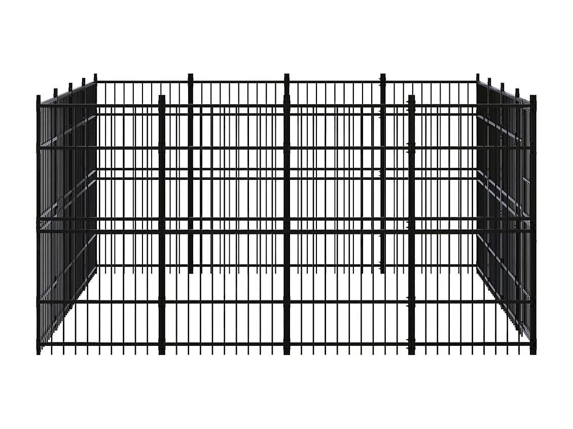Jaula para perrera exterior animal pac para perros acero 14,75 m² negro 02_0041793