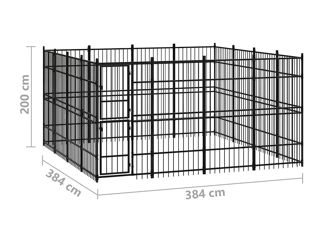 Jaula para perrera exterior animal pac para perros acero 14,75 m² negro 02_0041793