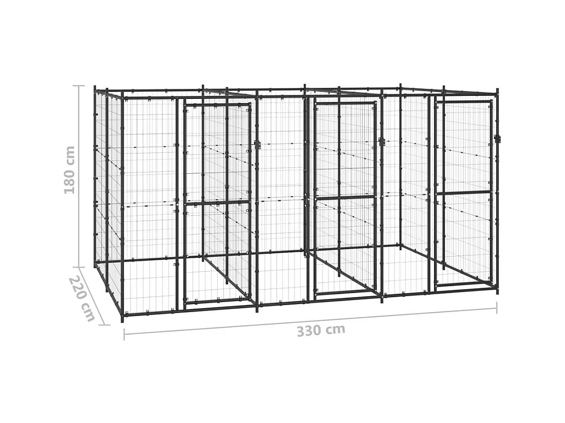 Chenil extérieur cage enclos 330 x 220 x 180 cm 02_0000385