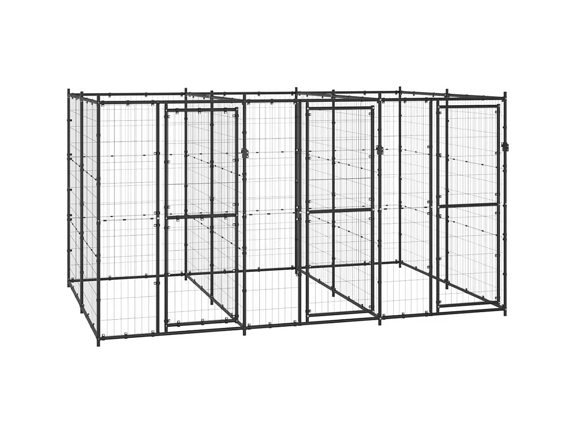 Jaula para perrera de exterior, recinto para parque de animales, exterior, acero para perros, 7,26 m² 02_0000385