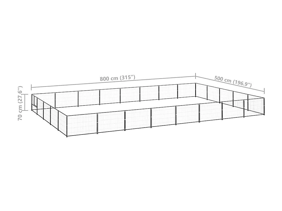 Caseta exterior para jaula, parque para animales y perros, 40 m², acero negro 02_0000535
