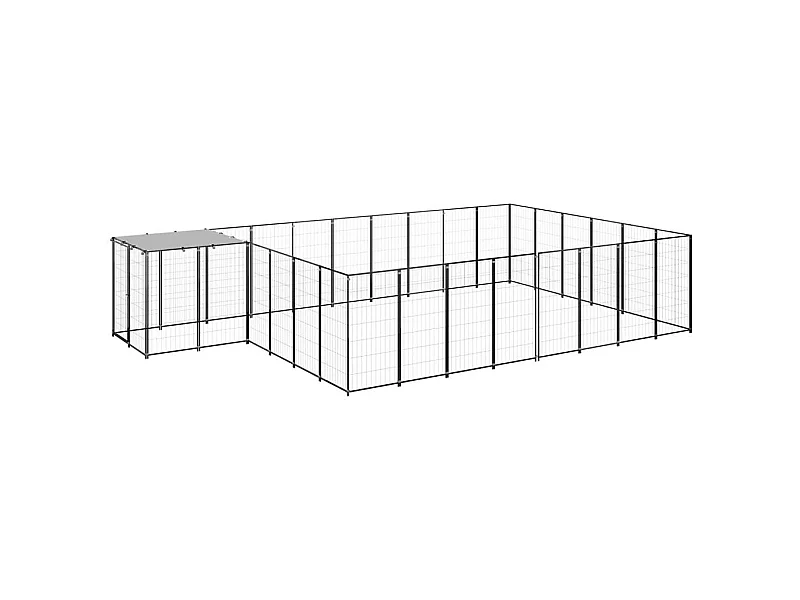 Chenil extérieur cage enclos noire 550 x 330 x 110 cm 02_0000497