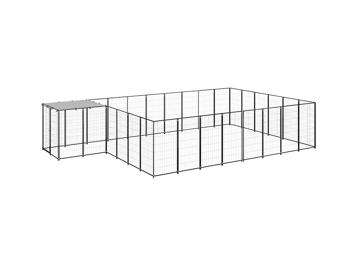 Chenil extérieur cage enclos noire 550 x 330 x 110 cm 02_0000497