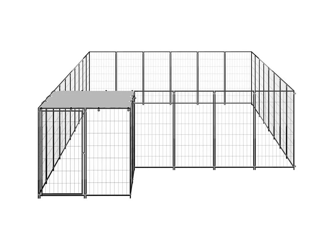 Chenil extérieur cage enclos noire 550 x 330 x 110 cm 02_0000497