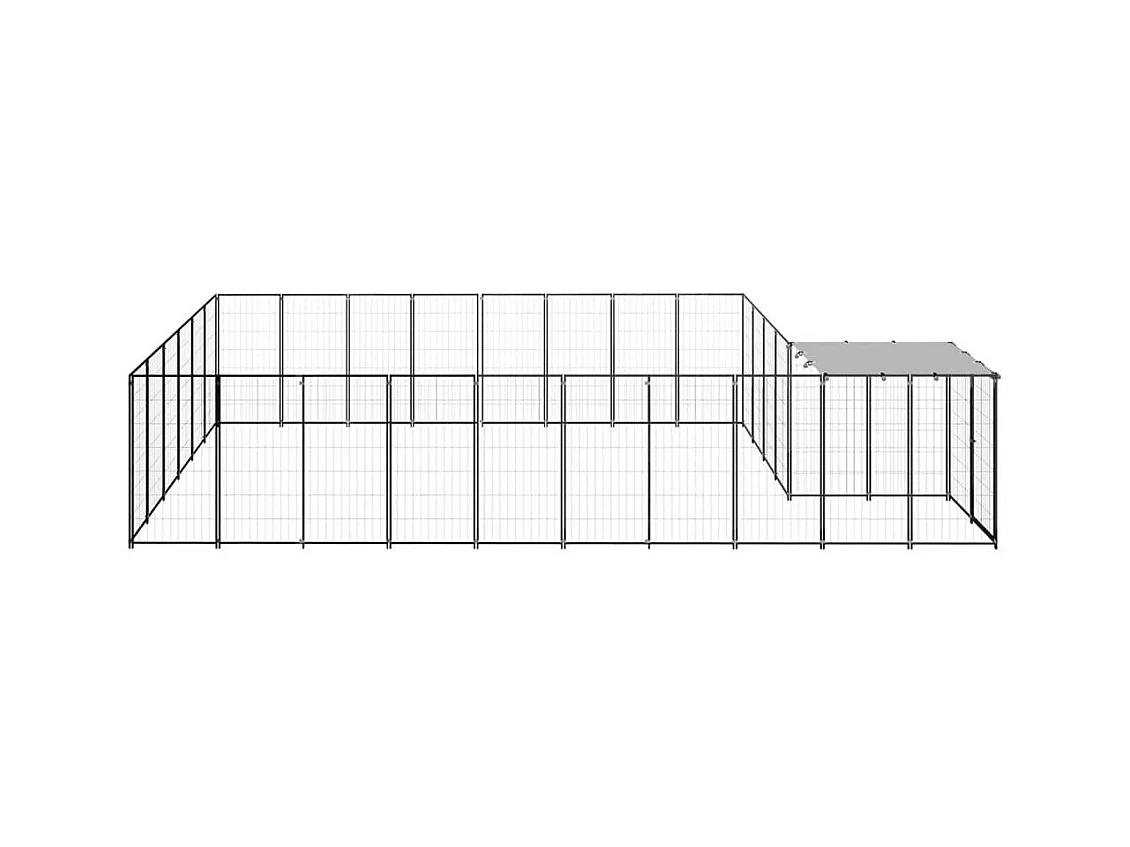 Chenil extérieur cage enclos noire 550 x 330 x 110 cm 02_0000497