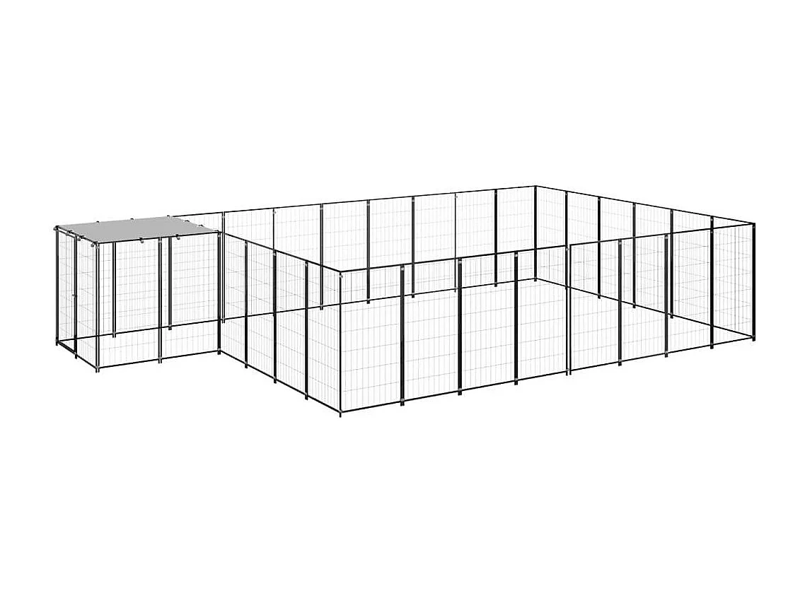 Cuccia da esterno gabbia per cani parco animali 15,73 m² 110 cm acciaio nero 02_0000497