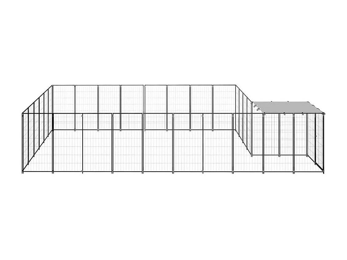Cuccia da esterno gabbia per cani parco animali 15,73 m² 110 cm acciaio nero 02_0000497