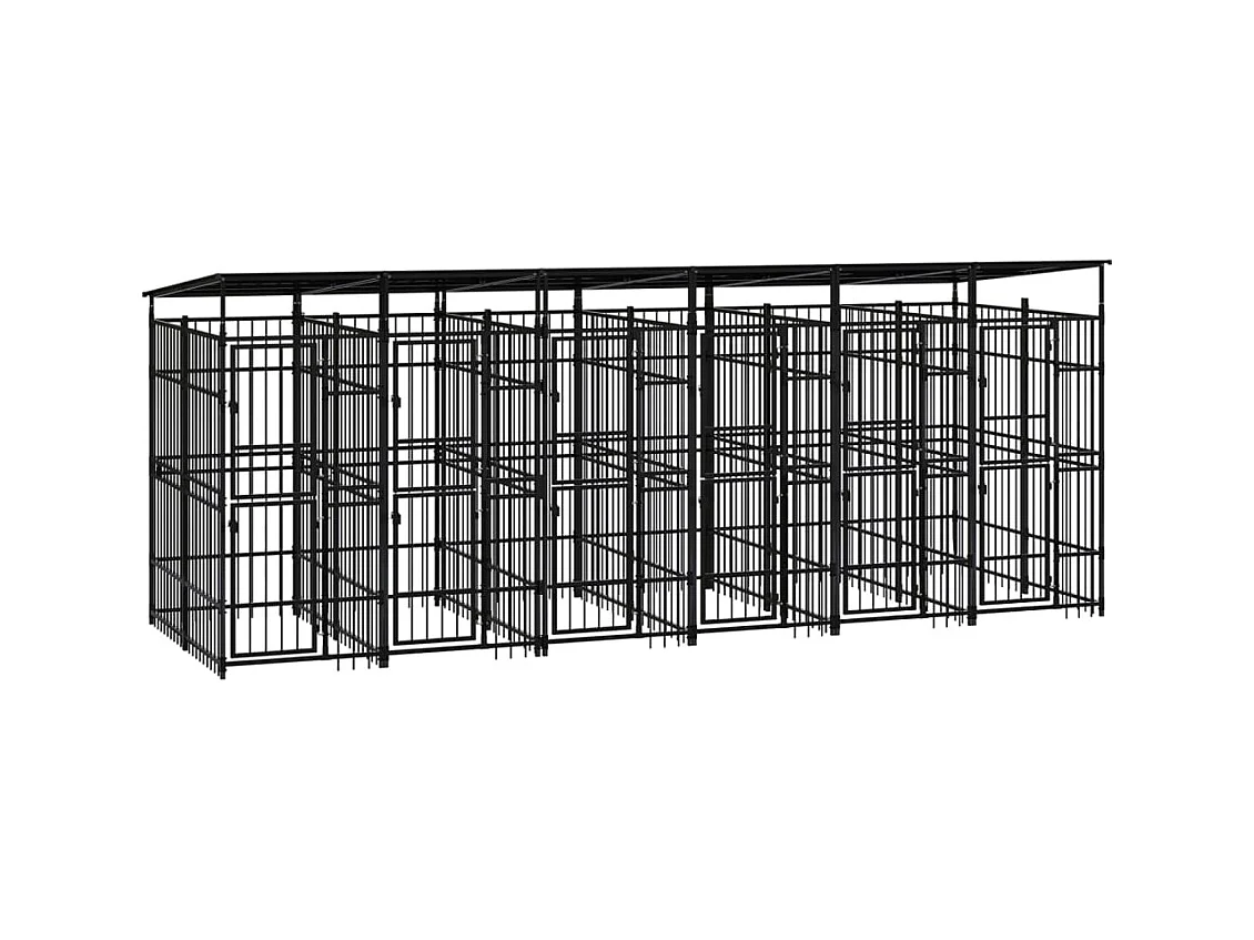 Canil gaiola exterior animal pac com teto para cães aço 11,06 m² preto 02_0041733