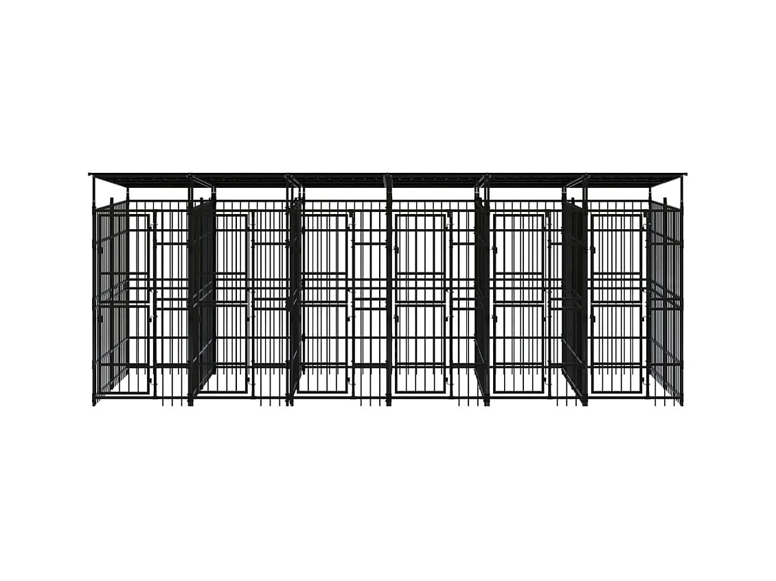 Canil gaiola exterior animal pac com teto para cães aço 11,06 m² preto 02_0041733