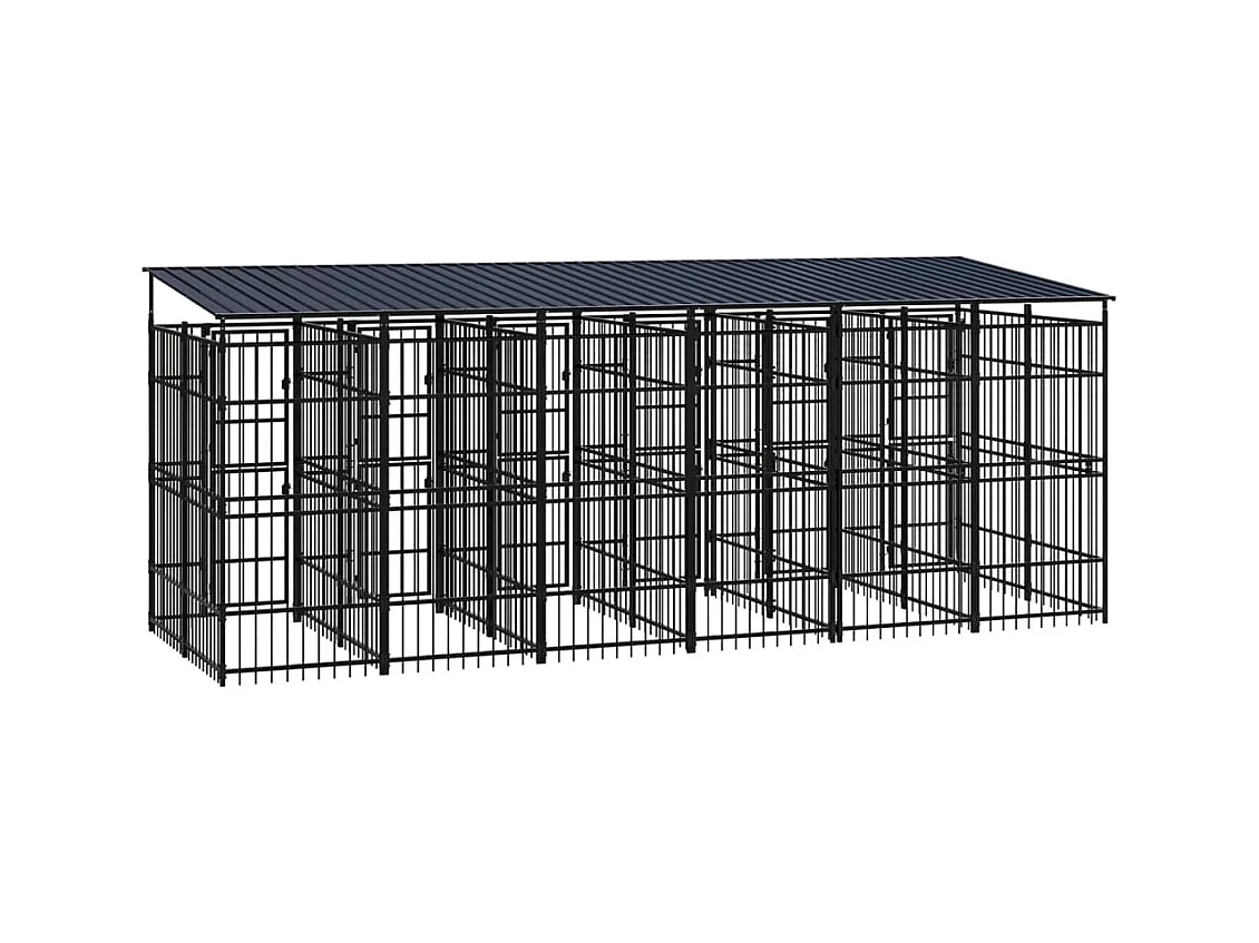 Canil gaiola exterior animal pac com teto para cães aço 11,06 m² preto 02_0041733