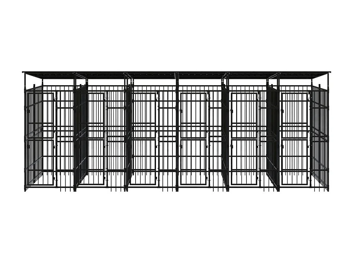 Canil gaiola exterior animal pac com teto para cães aço 11,06 m² preto 02_0041733