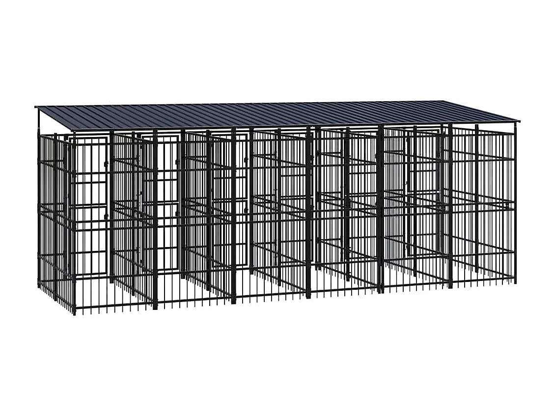 Canil gaiola exterior animal pac com teto para cães aço 11,06 m² preto 02_0041733