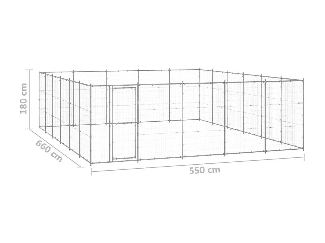 Jaula para perrera de exterior, parque para animales, exterior, perro, acero galvanizado, 36,3 m² 02_0000421