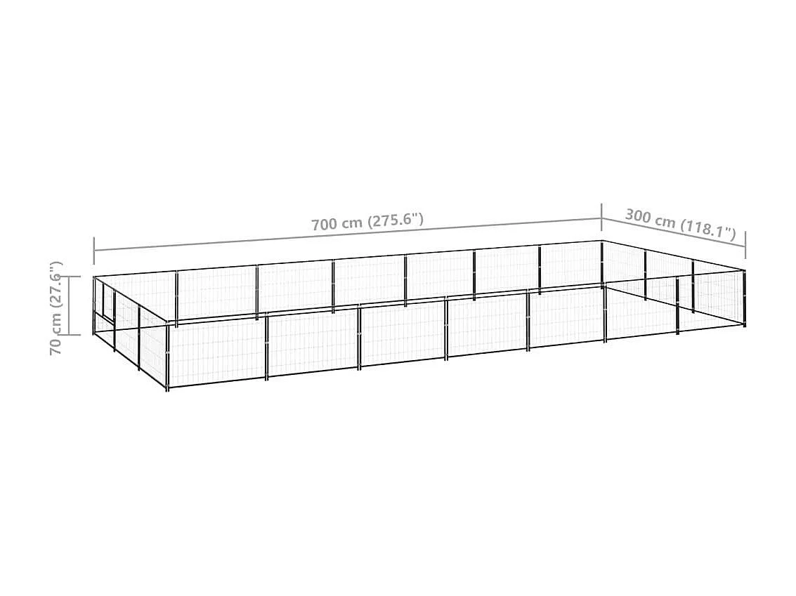 Gaiola para canil externo parque animal cachorro preto 21 m² aço 02_0000509
