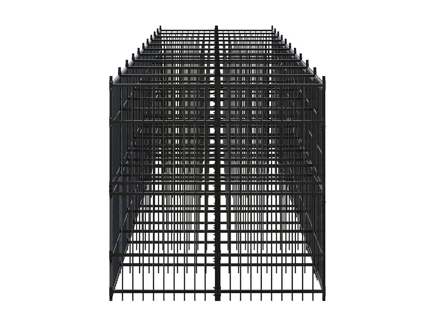 Gabbia per cuccia recinto per animali da esterno per cani in acciaio 18,43 m² nero 02_0041808