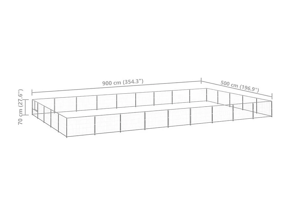 Cuccia da esterno gabbia per cani parco animali argento 45 m² acciaio 02_0000282