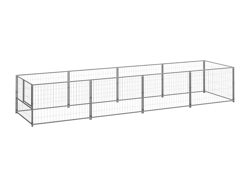 Chenil extérieur cage enclos argenté 400 x 100 x 70 cm 02_0000275