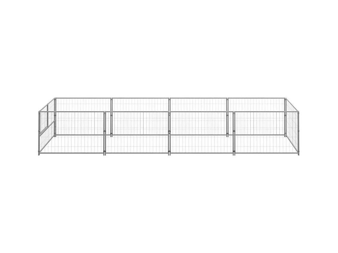 Chenil extérieur cage enclos argenté 400 x 100 x 70 cm 02_0000275