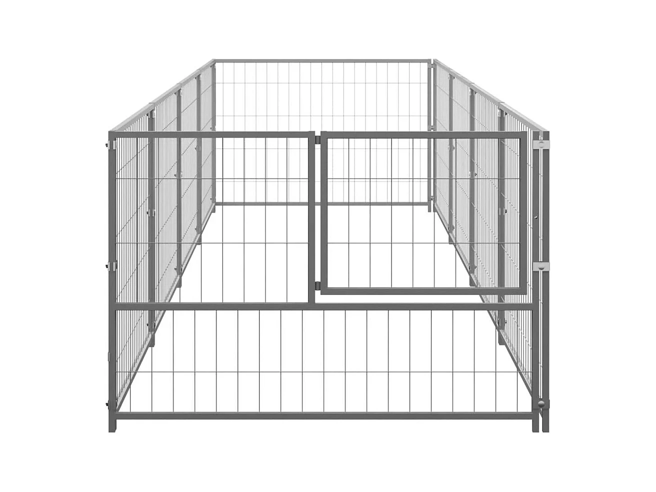 Chenil extérieur cage enclos argenté 400 x 100 x 70 cm 02_0000275