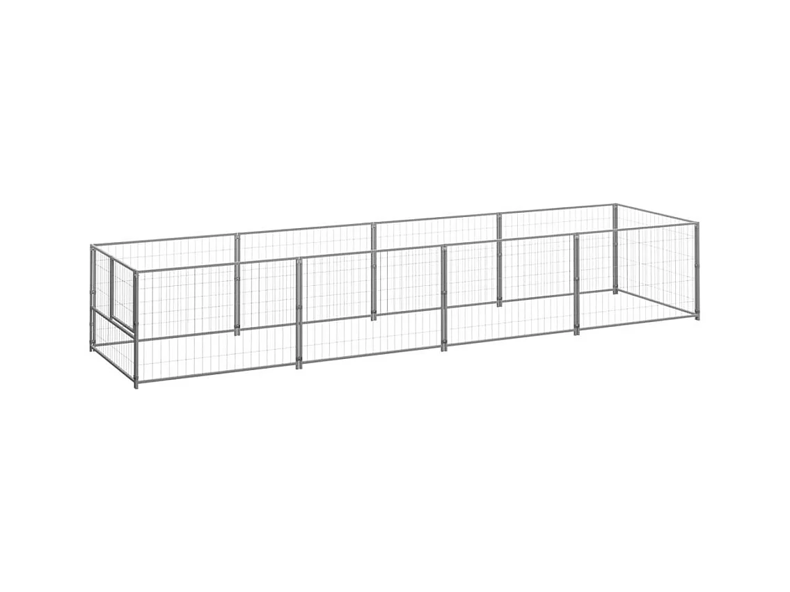 Chenil extérieur cage enclos argenté 400 x 100 x 70 cm 02_0000275