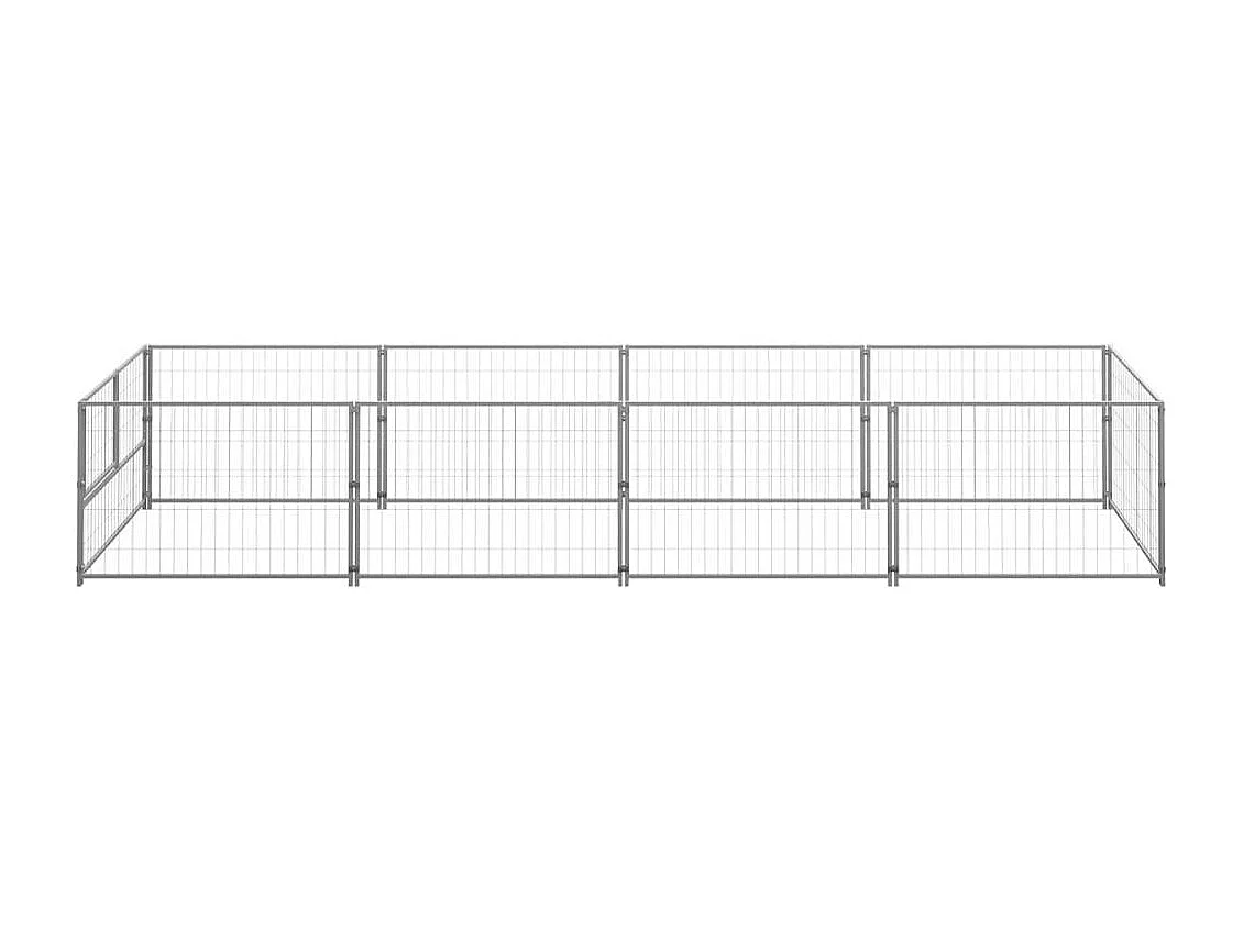 Cuccia da esterno gabbia per cani parco animali argento 4 m² acciaio 02_0000275