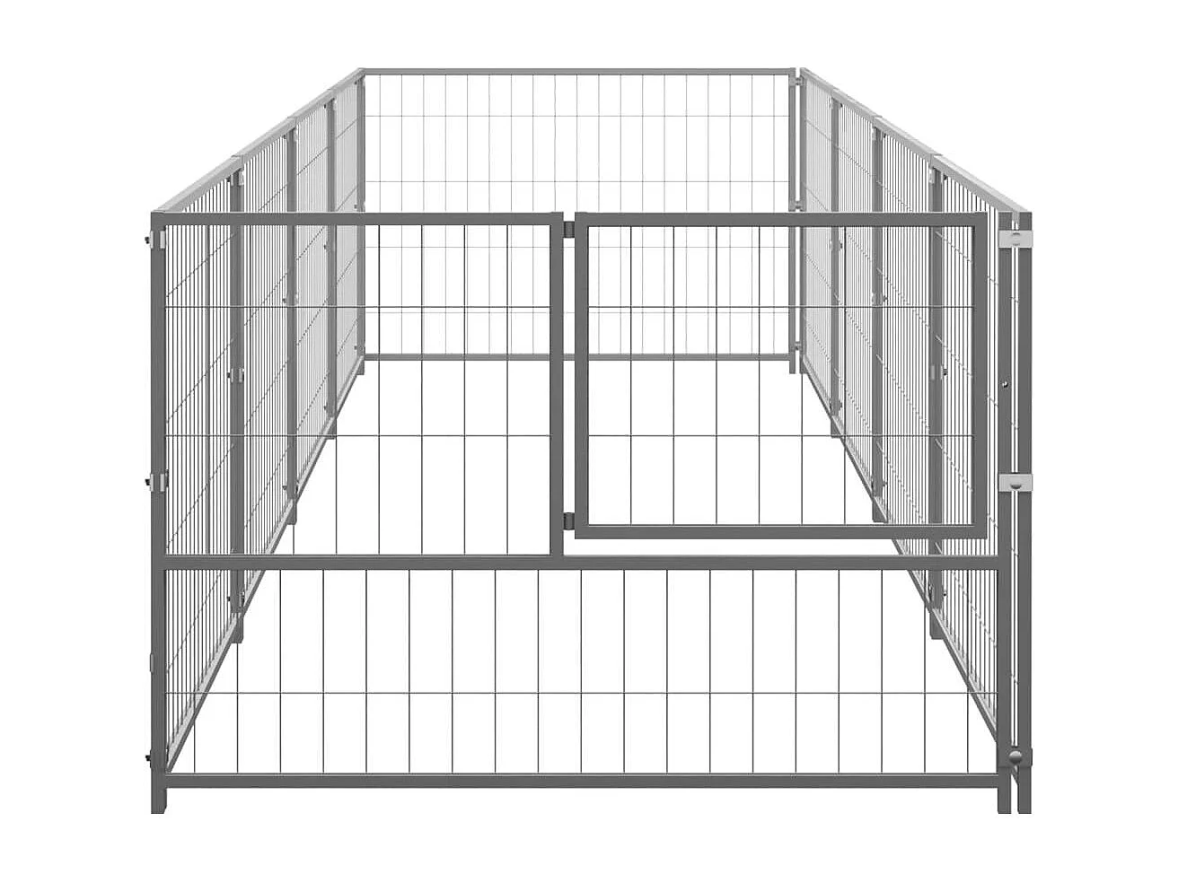 Cuccia da esterno gabbia per cani parco animali argento 4 m² acciaio 02_0000275