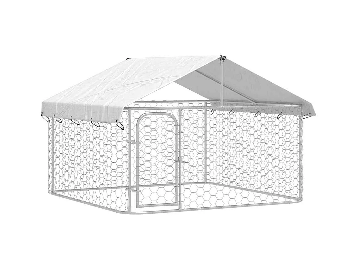 Cuccia gabbia per animali da esterno con tetto 200 x 200 x 150 cm Argento 02_0041907