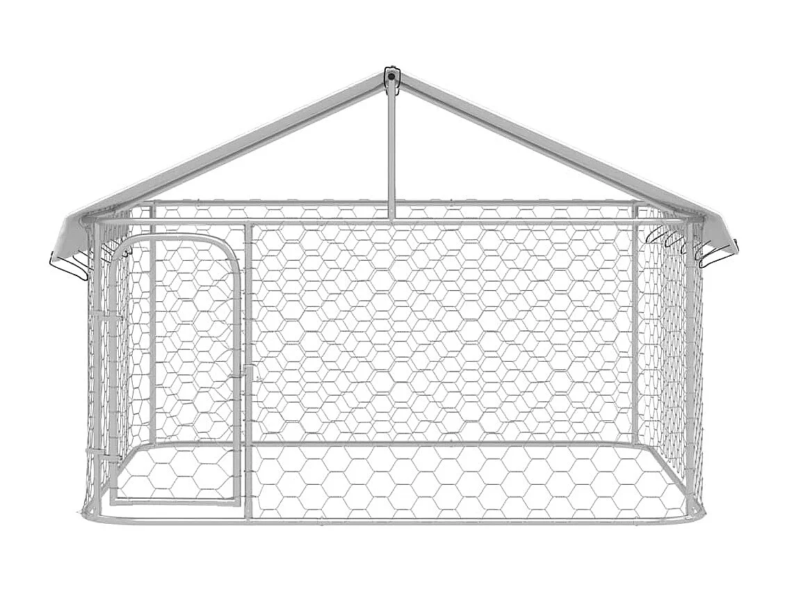 Cuccia gabbia per animali da esterno con tetto 200 x 200 x 150 cm Argento 02_0041907
