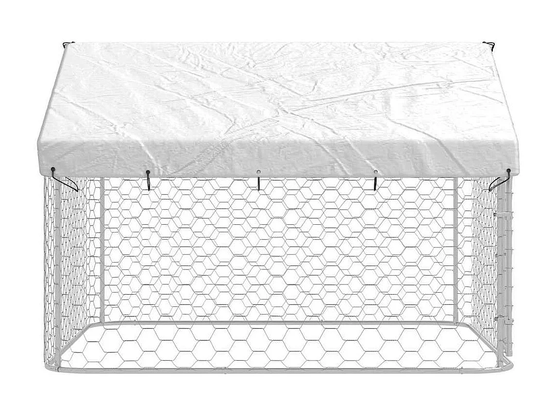 Cuccia gabbia per animali da esterno con tetto 200 x 200 x 150 cm Argento 02_0041907