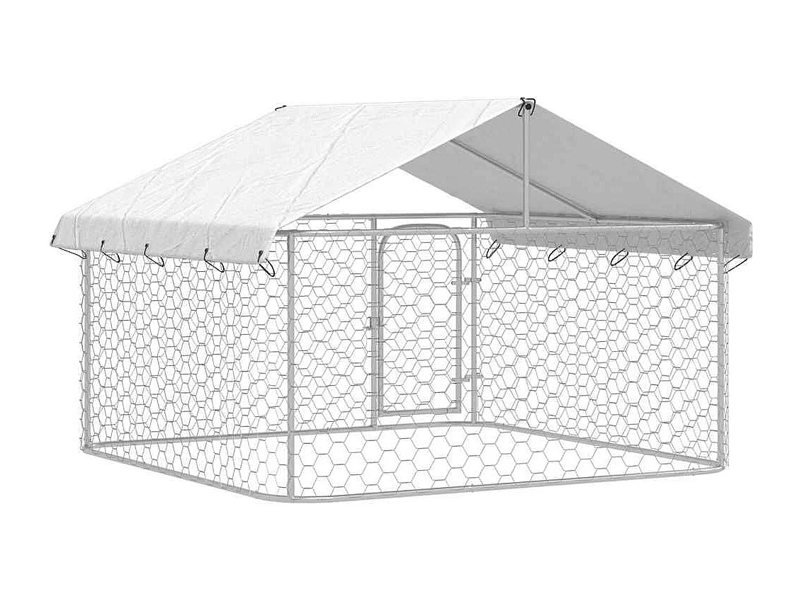 Cuccia gabbia per animali da esterno con tetto 200 x 200 x 150 cm Argento 02_0041907