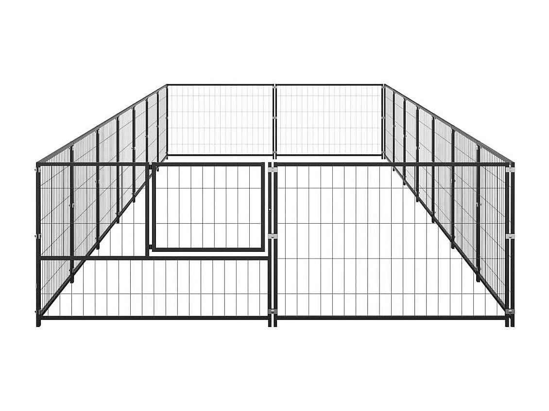 Gaiola para canil externo parque animal cachorro preto 14 m² aço 02_0000495