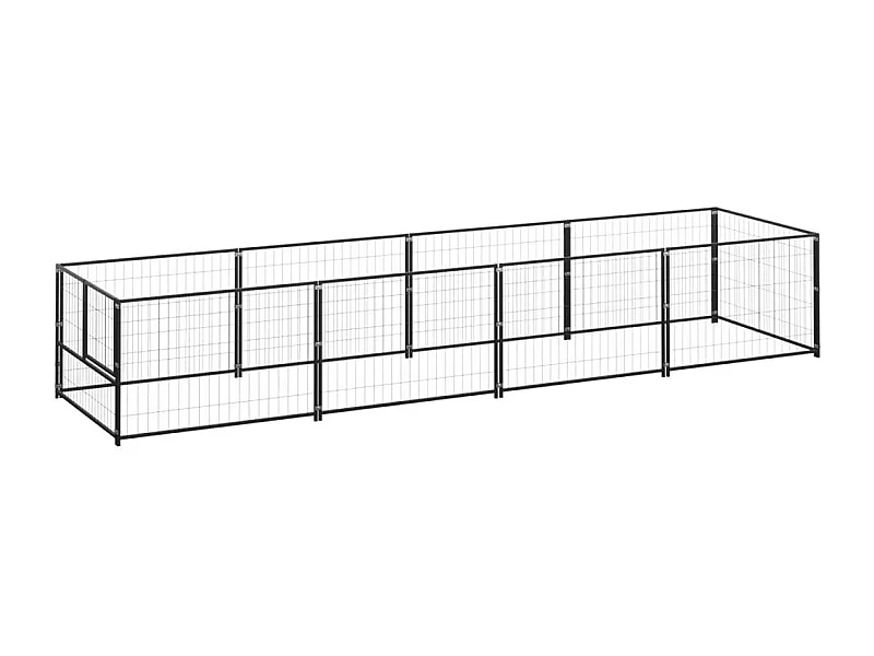 Chenil extérieur cage enclos noire 400 x 100 x 70 cm 02_0000530