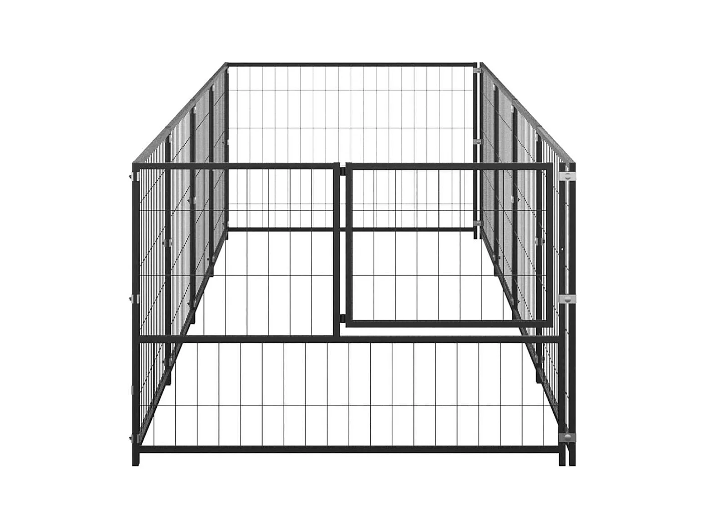 Chenil extérieur cage enclos noire 400 x 100 x 70 cm 02_0000530