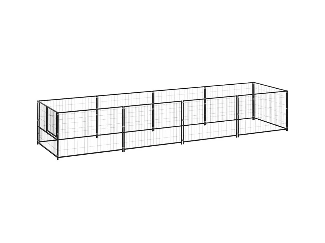 Chenil extérieur cage enclos noire 400 x 100 x 70 cm 02_0000530