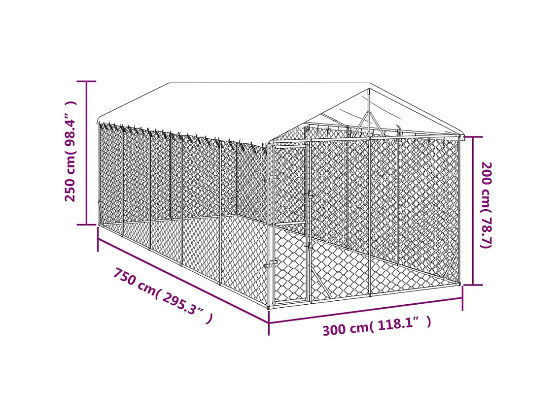 Chenil cage enclos pac argenté 3 x 7.5 x 45414 cm 02_0041902