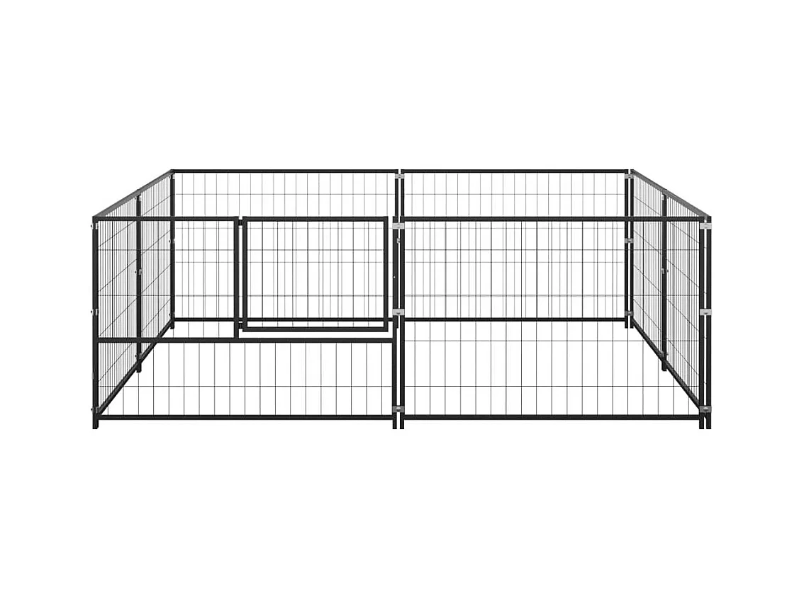 Chenil extérieur cage enclos noire 200 x 200 x 70 cm 02_0000531