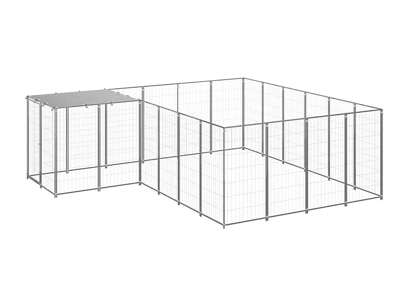 Chenil extérieur cage enclos argenté 330 x 330 x 110 cm 02_0000304