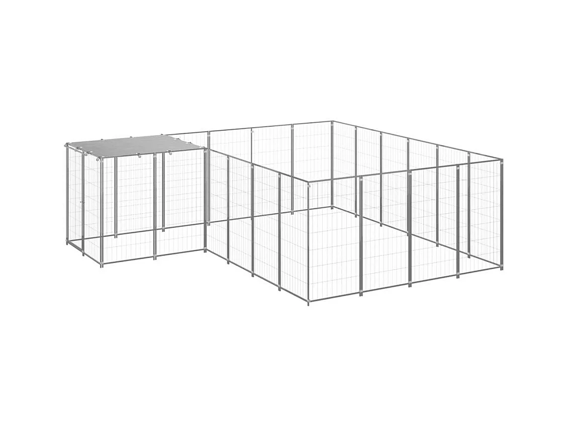 Chenil extérieur cage enclos argenté 330 x 330 x 110 cm 02_0000304