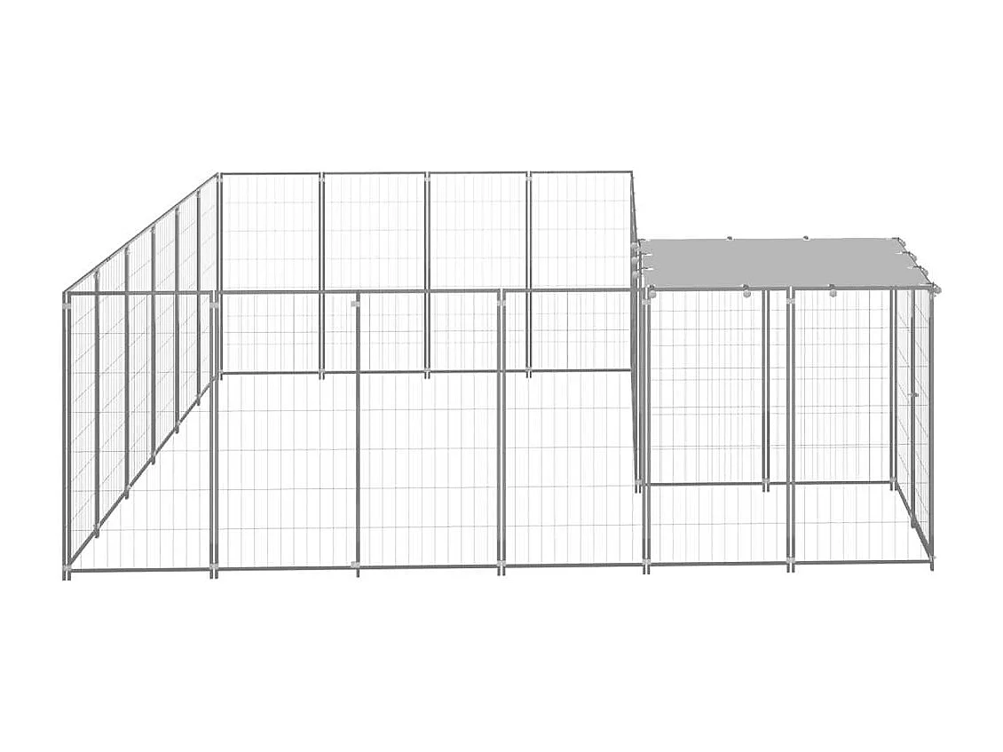 Jaula para perrera exterior, parque para mascotas, perro, plata, 8,47 m², acero 02_0000304