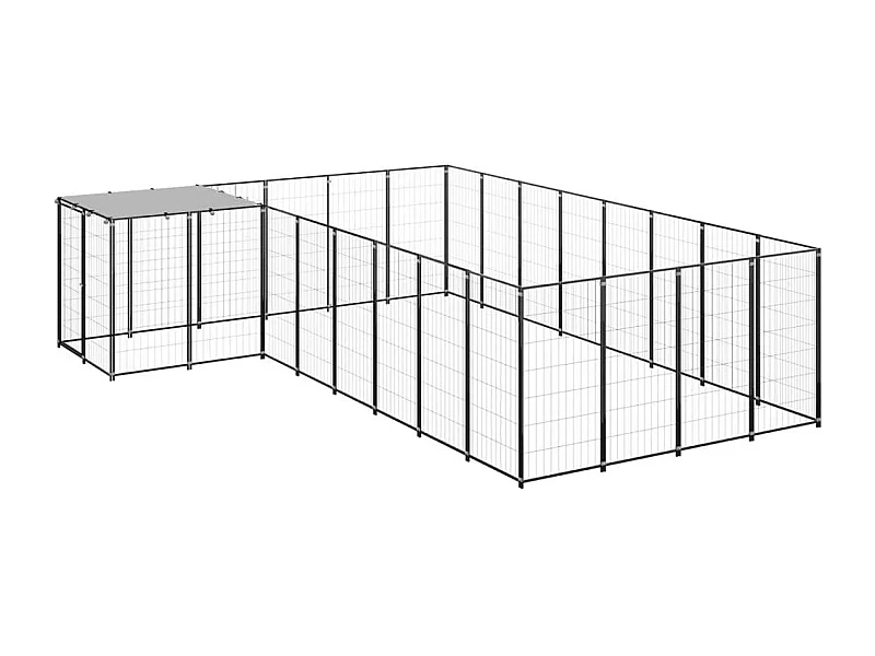 Chenil extérieur cage enclos noire 330 x 440 x 110 cm 02_0000487