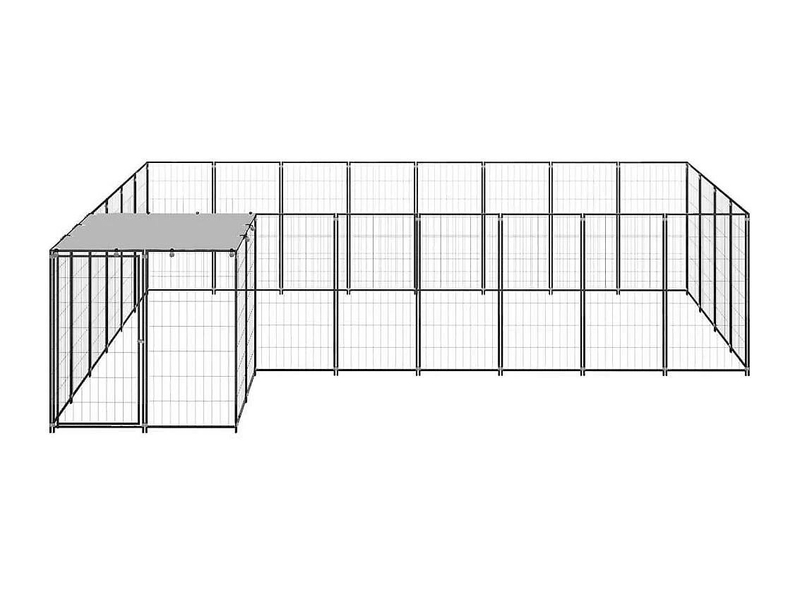 Caseta exterior para jaula, parque para animales y perros, 10,89 m², acero negro 02_0000487