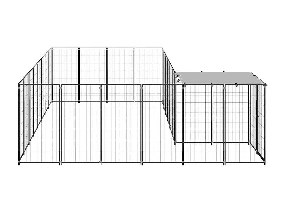 Caseta exterior para jaula, parque para animales y perros, 10,89 m², acero negro 02_0000487