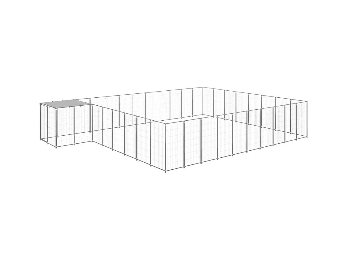 Chenil extérieur cage enclos argenté 600 x 440 x 110 cm 02_0000259