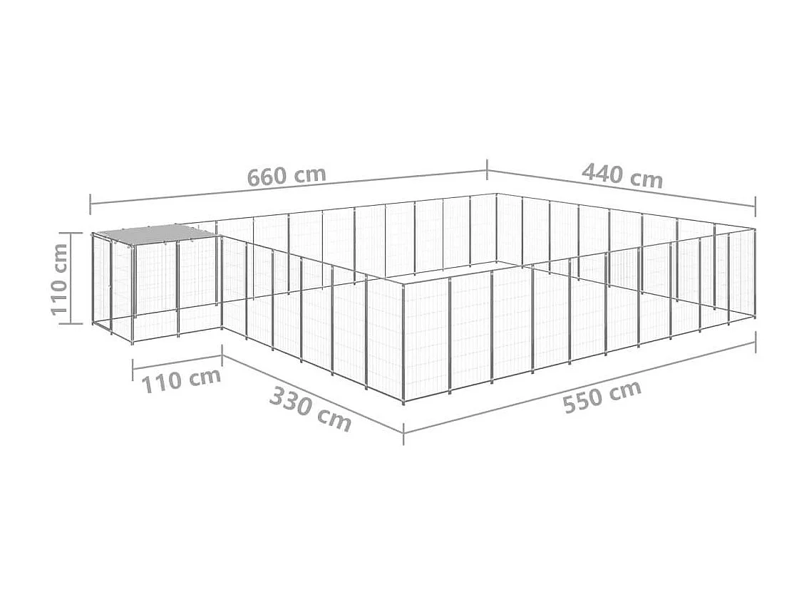 Gaiola para canil externo pet park dog prata 25,41 m² aço 02_0000259