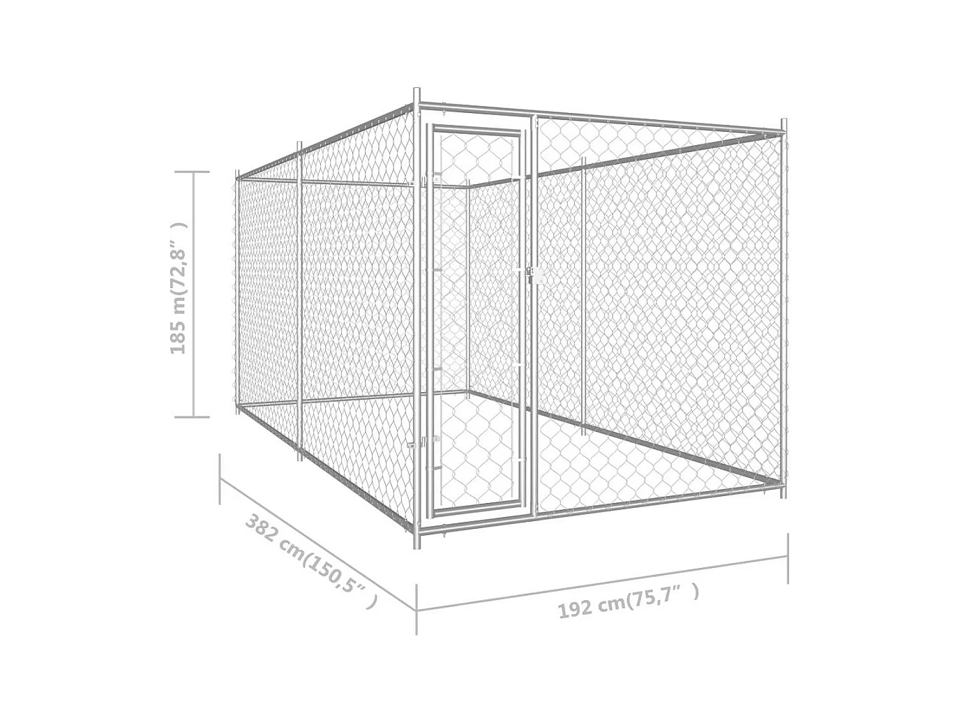 Jaula para caseta de exterior, parque para animales, parque para perros de exterior, 382 x 192 x 185 cm 02_0000350