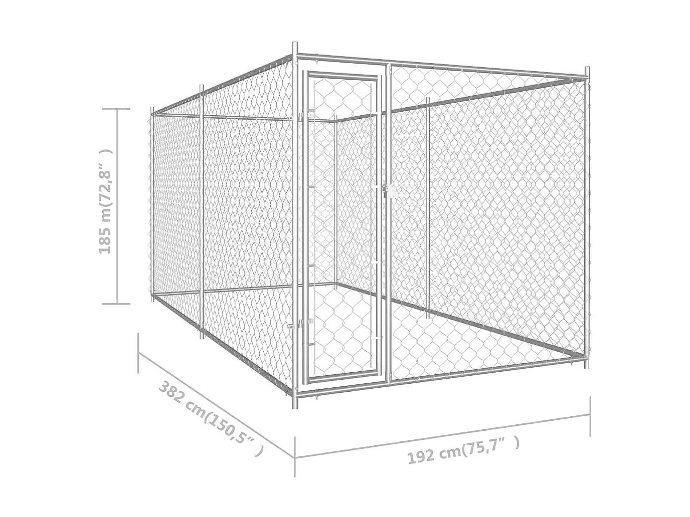 Gaiola para canil ao ar livre cercadinho para animais ao ar livre para cães 382 x 192 x 185 cm 02_0000350